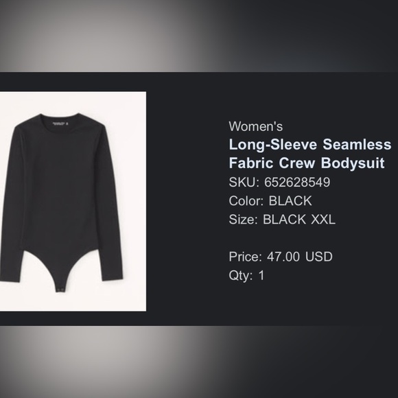 Abercrombie, black long sleeve crewneck bodysuit worn once - Picture 2 of 2